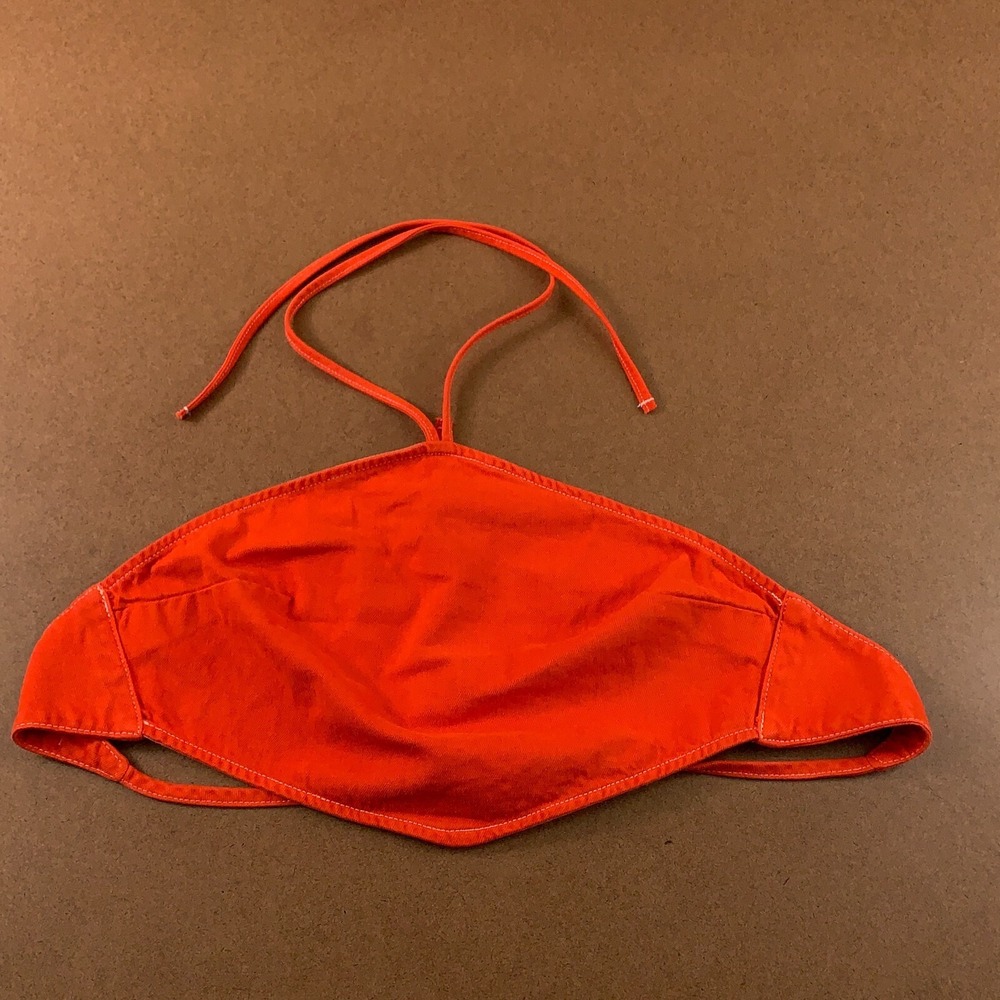 Collusion Womens Size 4 Red Denim Halter Crop Top New